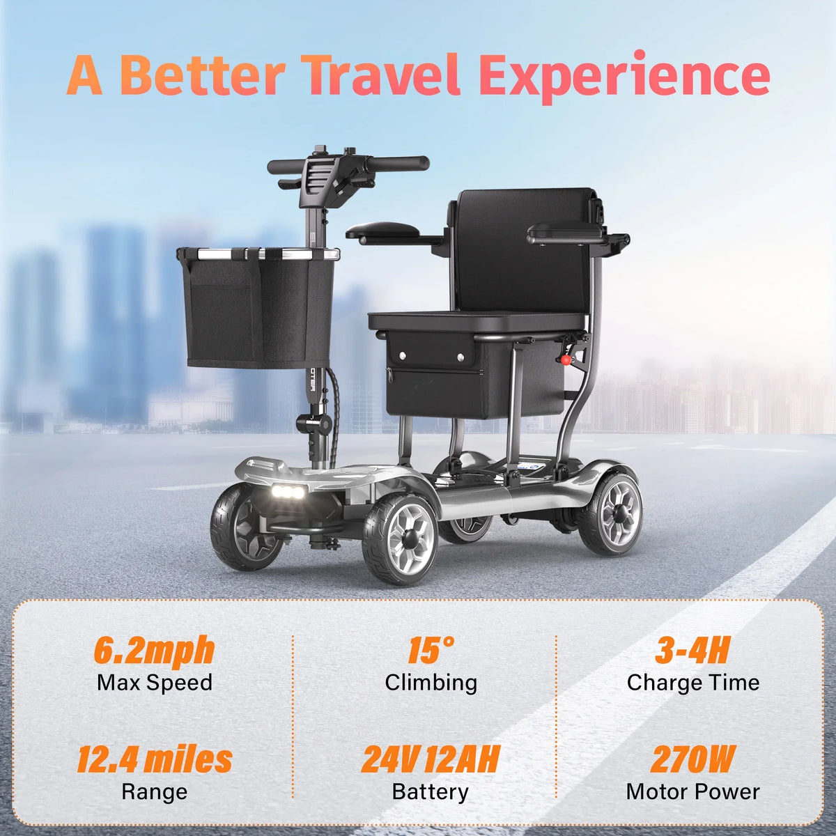2026 NewEAGLOG Light Weight 4 Wheels Mobility Scooter for Seniors, Electric Folding Wheelchair Device for Travel, Black