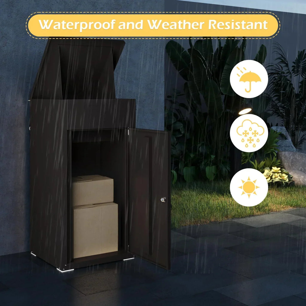 2026 NewAECOJOY Package Delivery Boxes for Outside Parcel Drop Box Outdoor Storage Box Wall Mounted Express Mail Package Delivery Box 17" x 16" x 38.3" Black