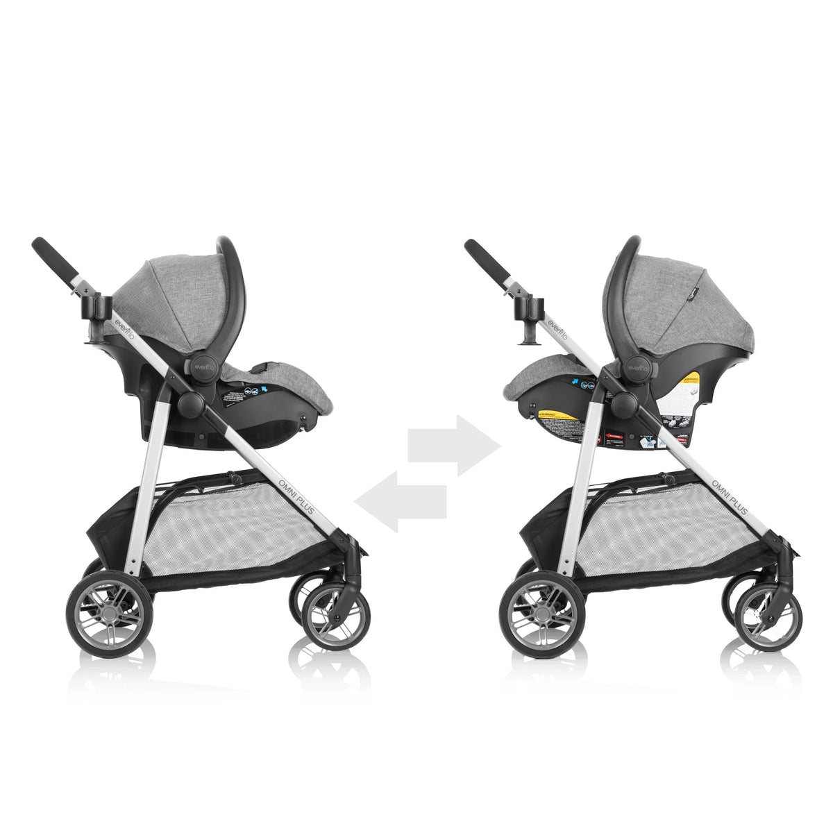 2026 NewEvenflo Omni Plus Modular Travel System with LiteMax Sport Infant Car Seat, Mylar Gray, Unisex