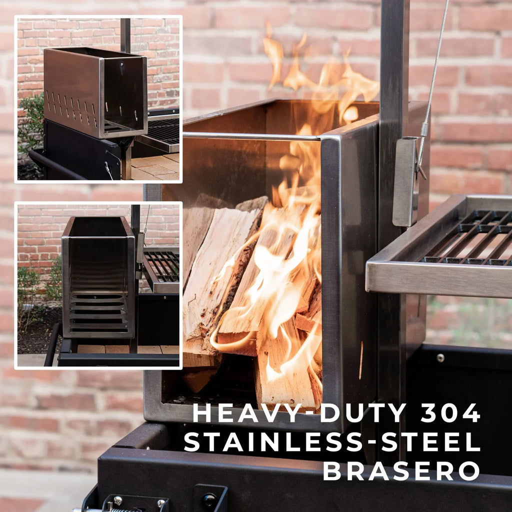 2026 NewBackyard Discovery Argentine Santa Maria Wood Fire & Charcoal Steel BBQ Grill, Brasero