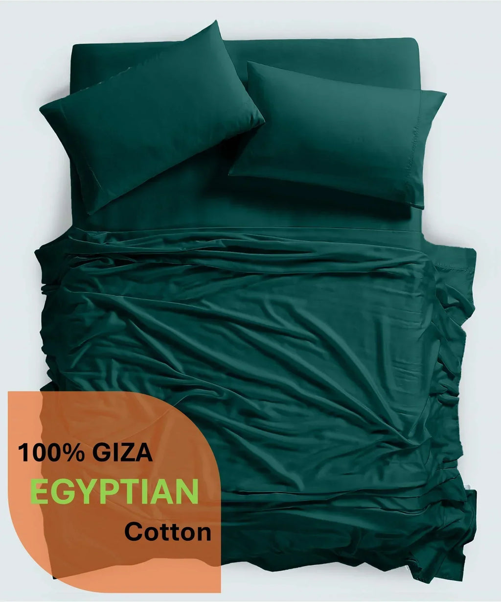 2026 New600 Thread Count, 100% Giza Egyptian Cotton Bedding Set, 4-PC Sheets Set, 15 Inch Deep Pocket of Fitted Sheet, Soft Sateen Weave Breathable - Black, Twin