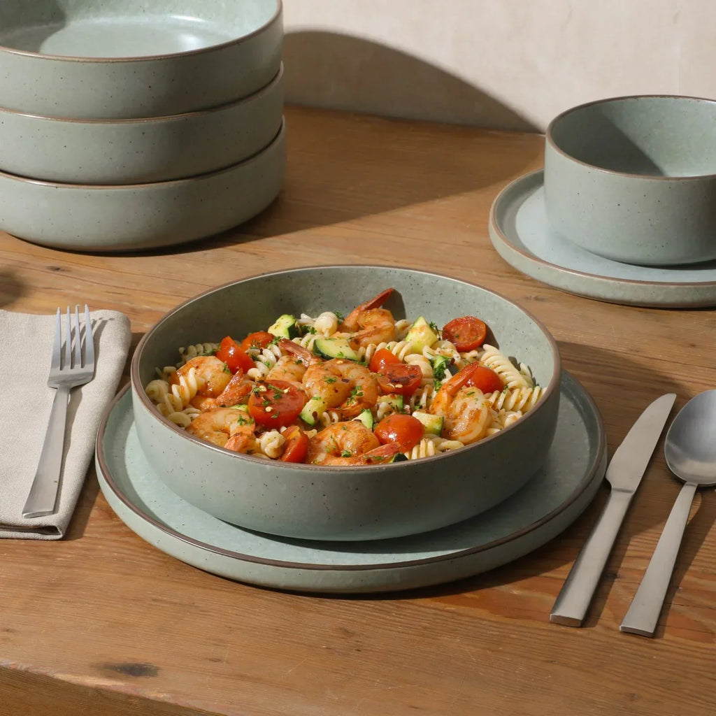 2026 NewGibson Elite Gelston Stoneware Matte Reactive Glaze 16 Piece (Service for 4) Plates and Bowl Dinnerware Set - Grey