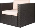 2026 NewDevoko 1 Pieces Patio Furniture Sets All Weather Outdoor Sectional Sofa Manual Weaving Wicker Rattan Patio Set with Cushion, Beige