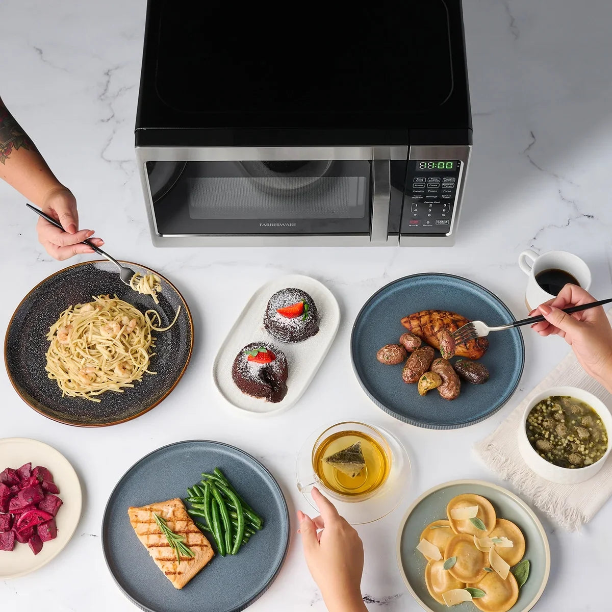2026 NewFarberware 1.1 Cu. Ft. 1000-Watt Compact Microwave Oven, Black