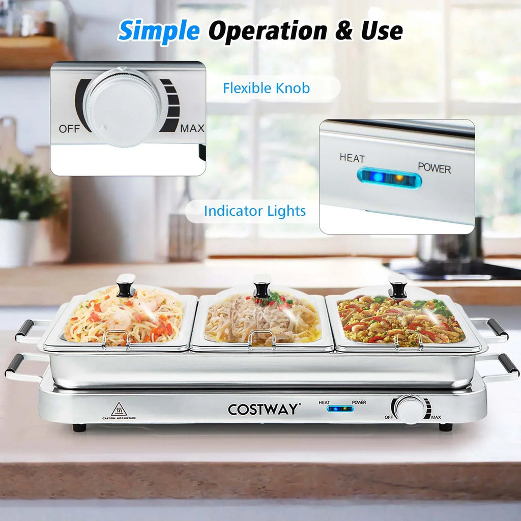2026 NewCostway Food Warmer Buffet Server 450W Stainless Steel Electric Warming Tray for Parties