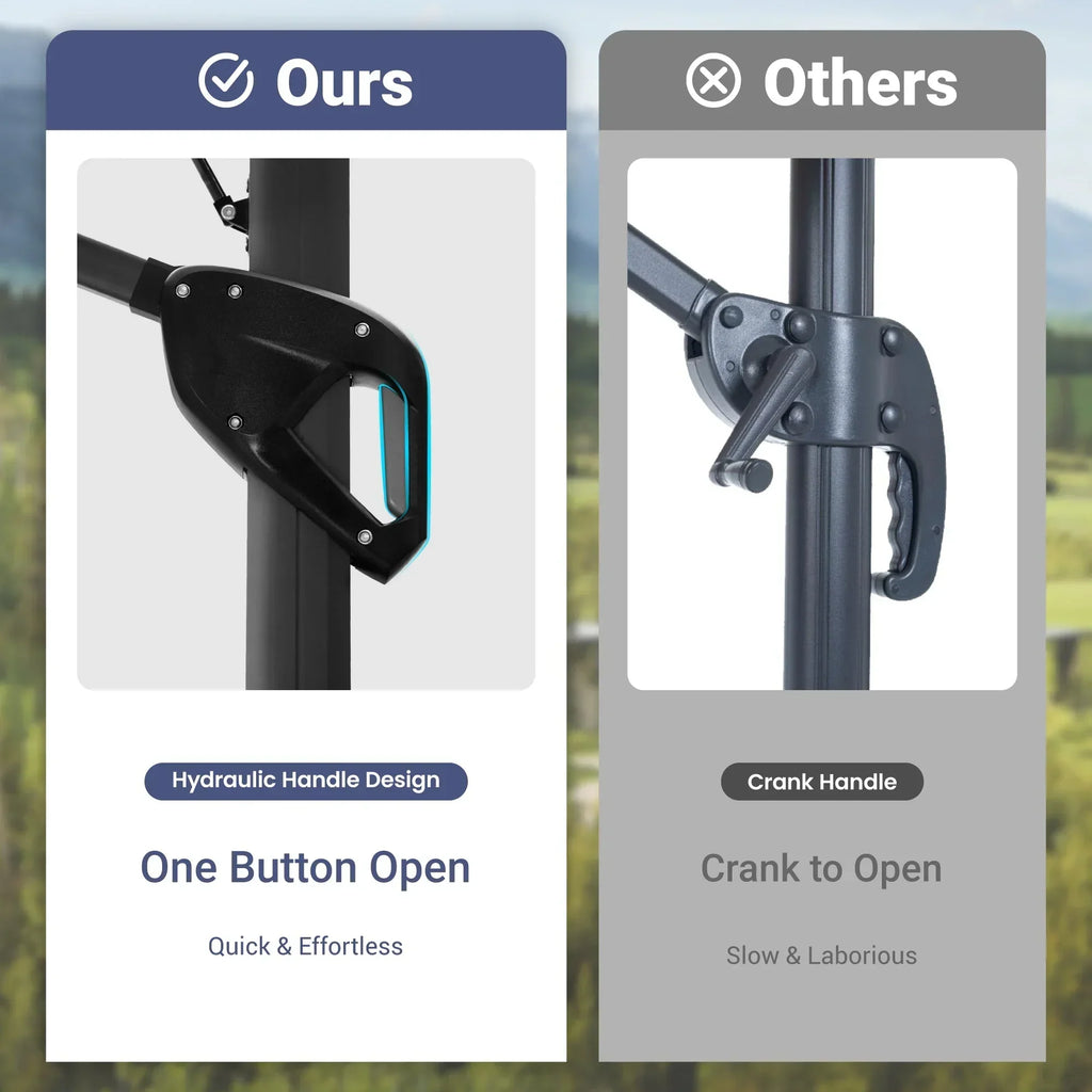 2026 NewAlpha Joy 12x9ft Outdoor Patio Umbrella Large Rectangle Offset Cantilever Double Umbrella with 360°Rotation, Beige