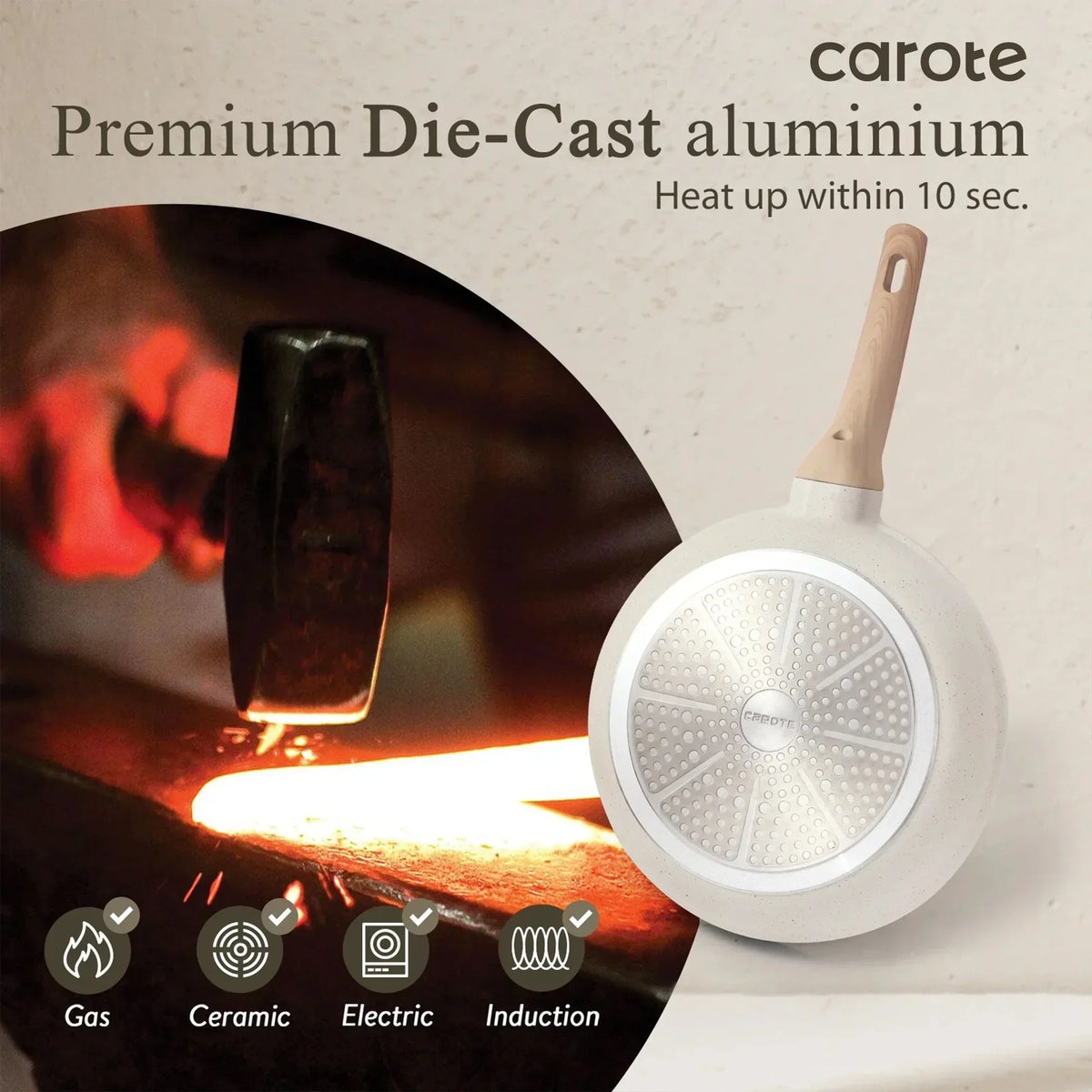 2026 NewCarote Nonstick Cookware Sets, 24 Pcs Granite Non Stick Pots and Pans Set, Induction Cookware, White