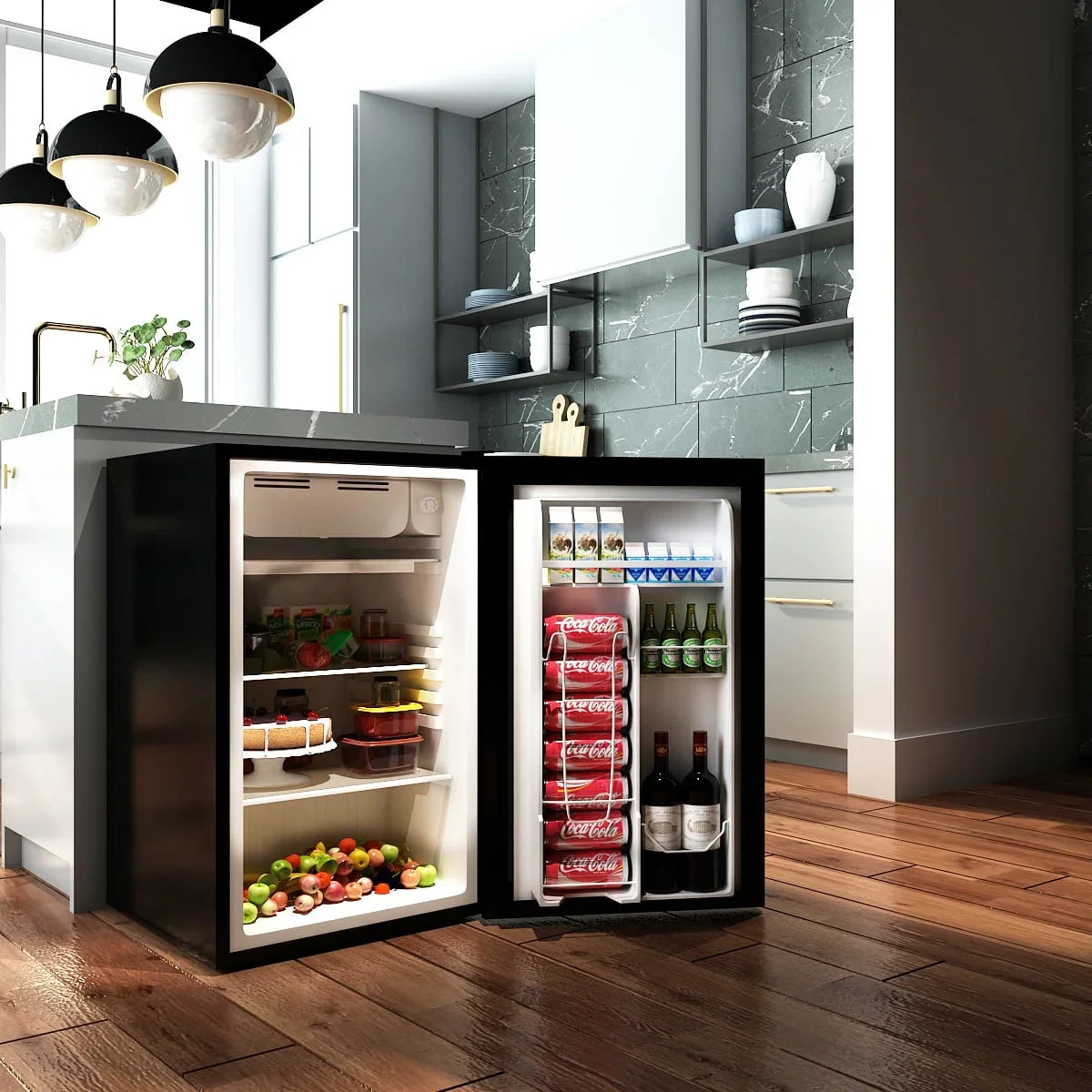 2026 NewCostway 3.2 Cu.Ft. Compact Refrigerator Mini Dorm Small Fridge Freezer Reversible Door