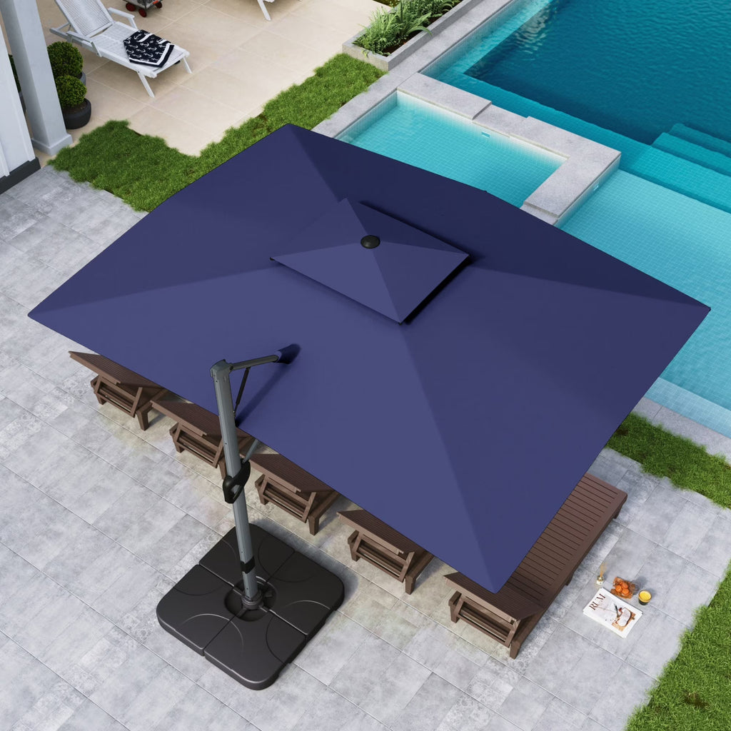 2026 NewAlpha Joy 12x9ft Outdoor Patio Umbrella Large Rectangle Offset Cantilever Double Umbrella with 360°Rotation, Beige