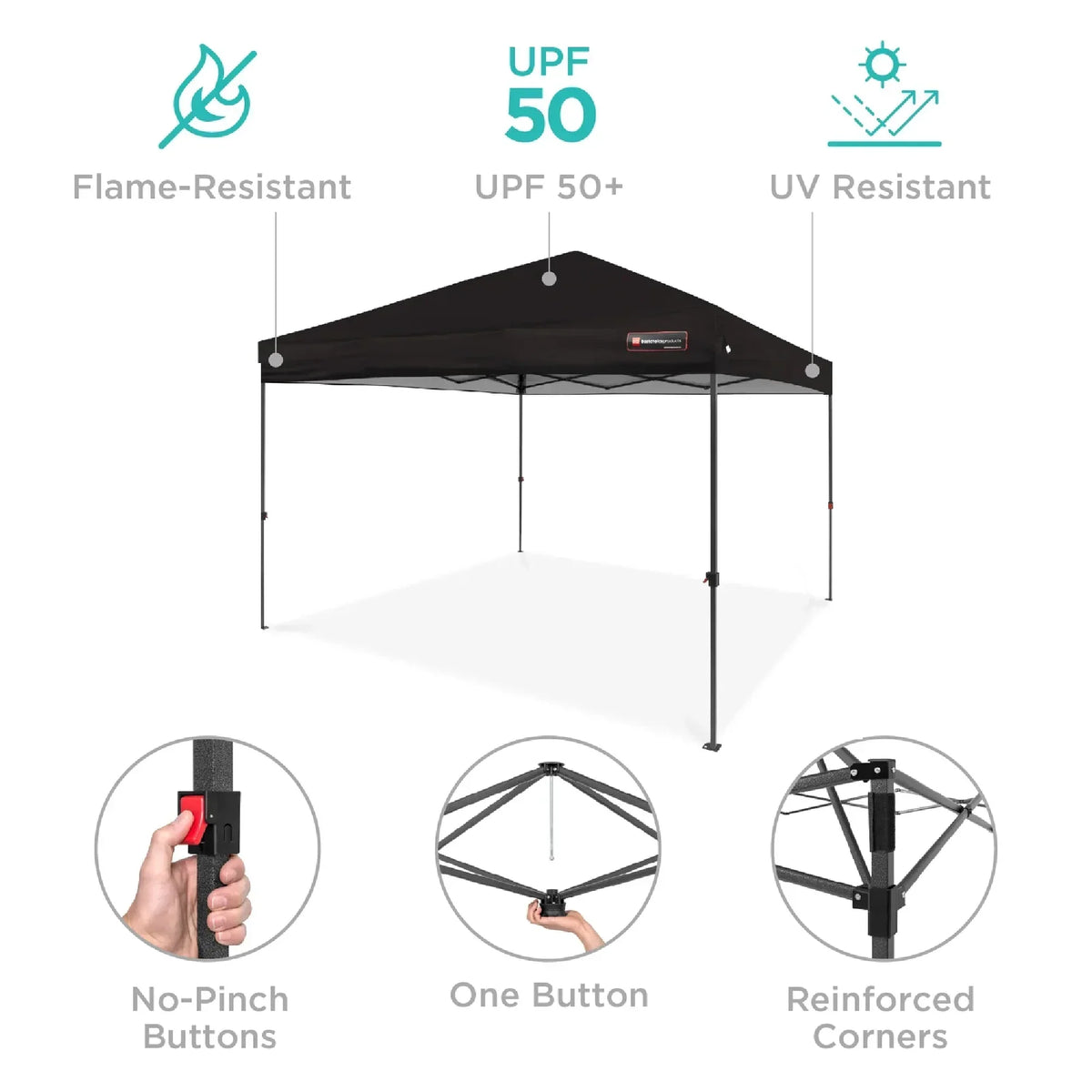 2026 NewBest Choice Products 12x12ft Easy Setup Pop Up Canopy w/ 1-Button Setup, Wheeled Case, 4 Weight Bags - Navy Blue