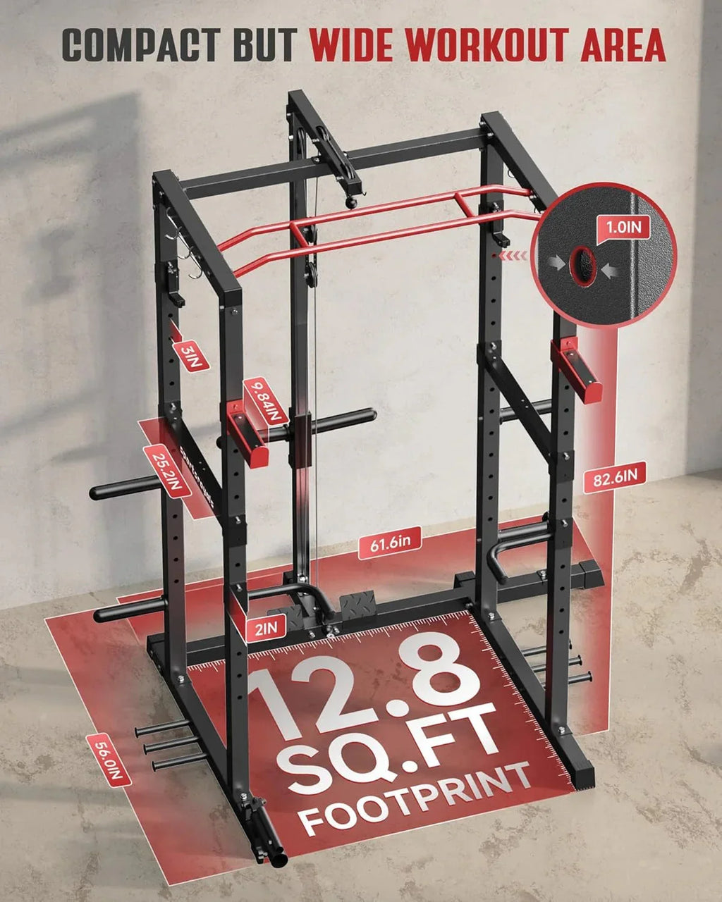 Sportsroyals Power Cage,1600lbs Multi-Function Power Rack with Adjustable Cable Crossover System and More Training Attachment, Weight Cage for Home Gym
