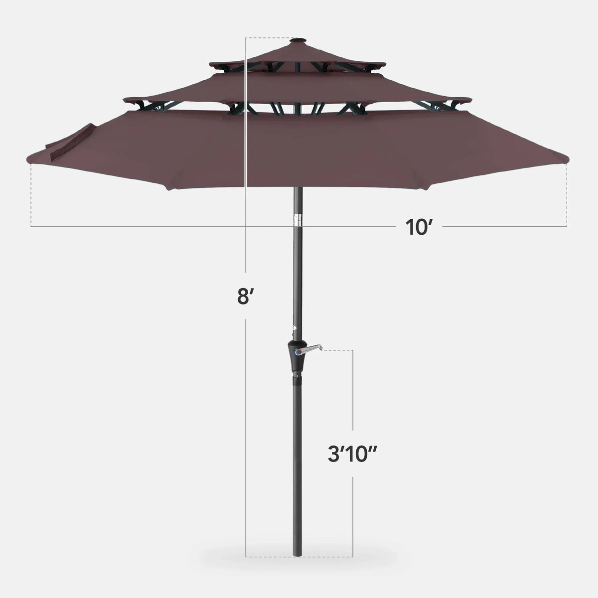 2026 NewBest Choice Products 10ft 3-Tier Patio Umbrella, Market Sun Shade w/ Tilt Adjustment, Easy Crank - Red