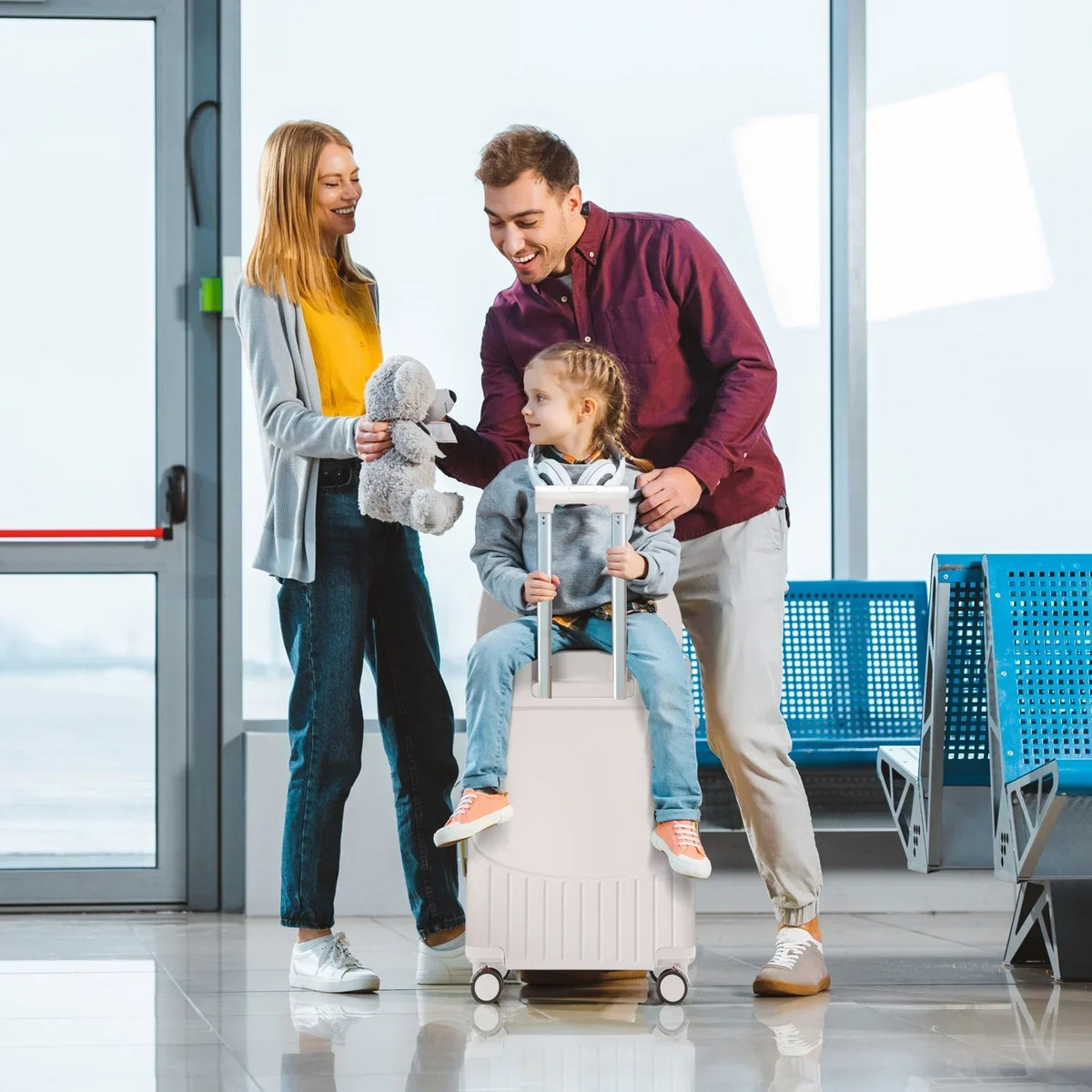 2026 New22 Inch TSA Lock Luggage with for Kids& Adult,Check in Lockable Spinner Wheels Free Luggage Cover and Safety Seatbelt Travel Suitcase