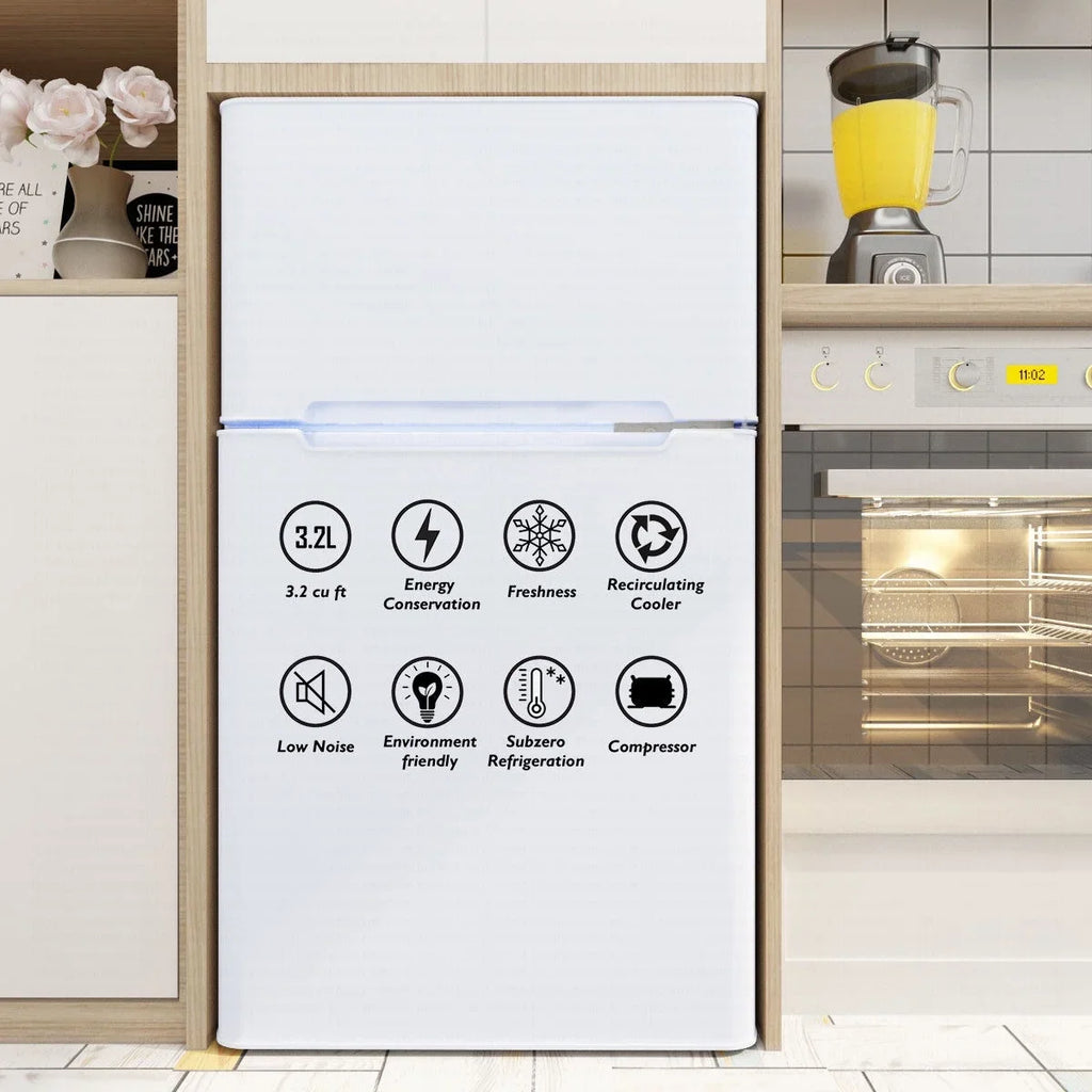2026 NewCostway Refrigerator Small Freezer Cooler Fridge Compact 3.2 cu ft. Unit, Grey