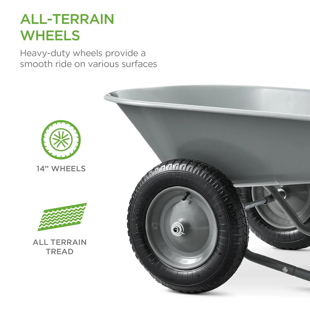 2026 NewBest Choice Products Dual-Wheel Home Wheelbarrow Yard Garden Cart for Lawn, Construction - Green