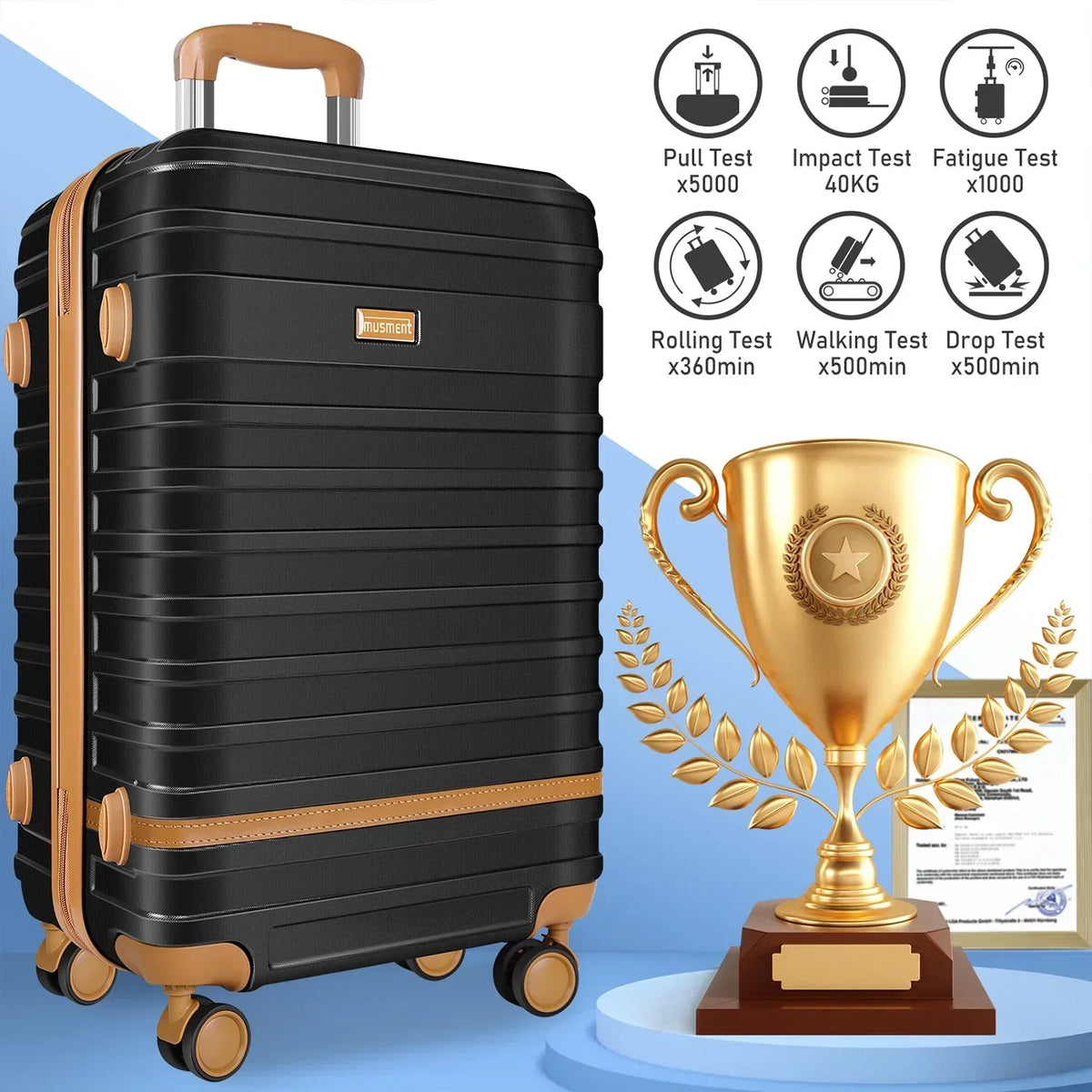 2026 New5 Piece Luggage Sets and Travel Duffel Bag, ABS Hardshell Hardside Checked Luggage with TSA Lock and Double Spinner Wheels Suitcase, Deep Blue