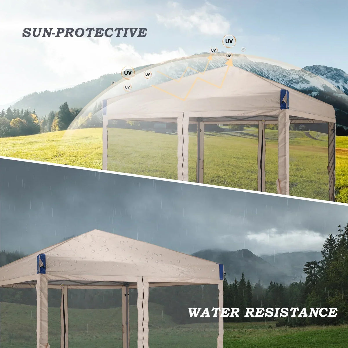 2026 NewAoodor 12'x12' Pop Up Canopy with Removable Mesh Sidewalls, Outdoor Portable Instant Shelter Tent-Black