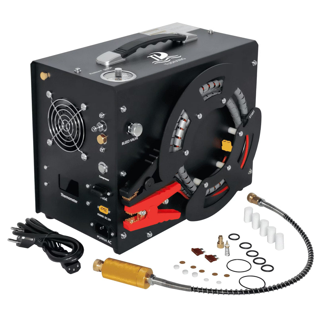 2026 NewTUDIVING PCP Air Compressor, Built in Converter, 4500psi/300bar Pcp Compressor Auto stop