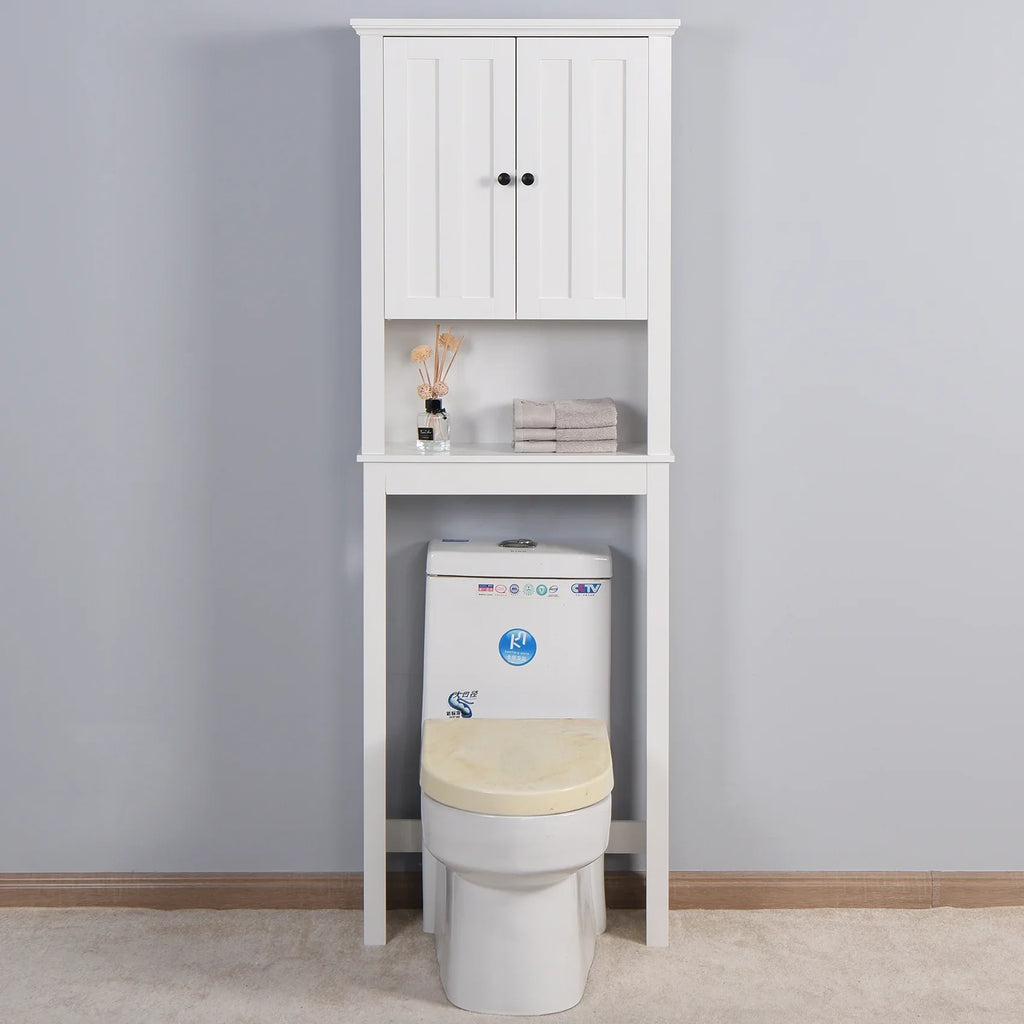 2026New Ktaxon 67"H Over The Toilet Storage, Bathroom Space Saver, Bathroom Cabinet with Double Door & Adjustable Shelves, White