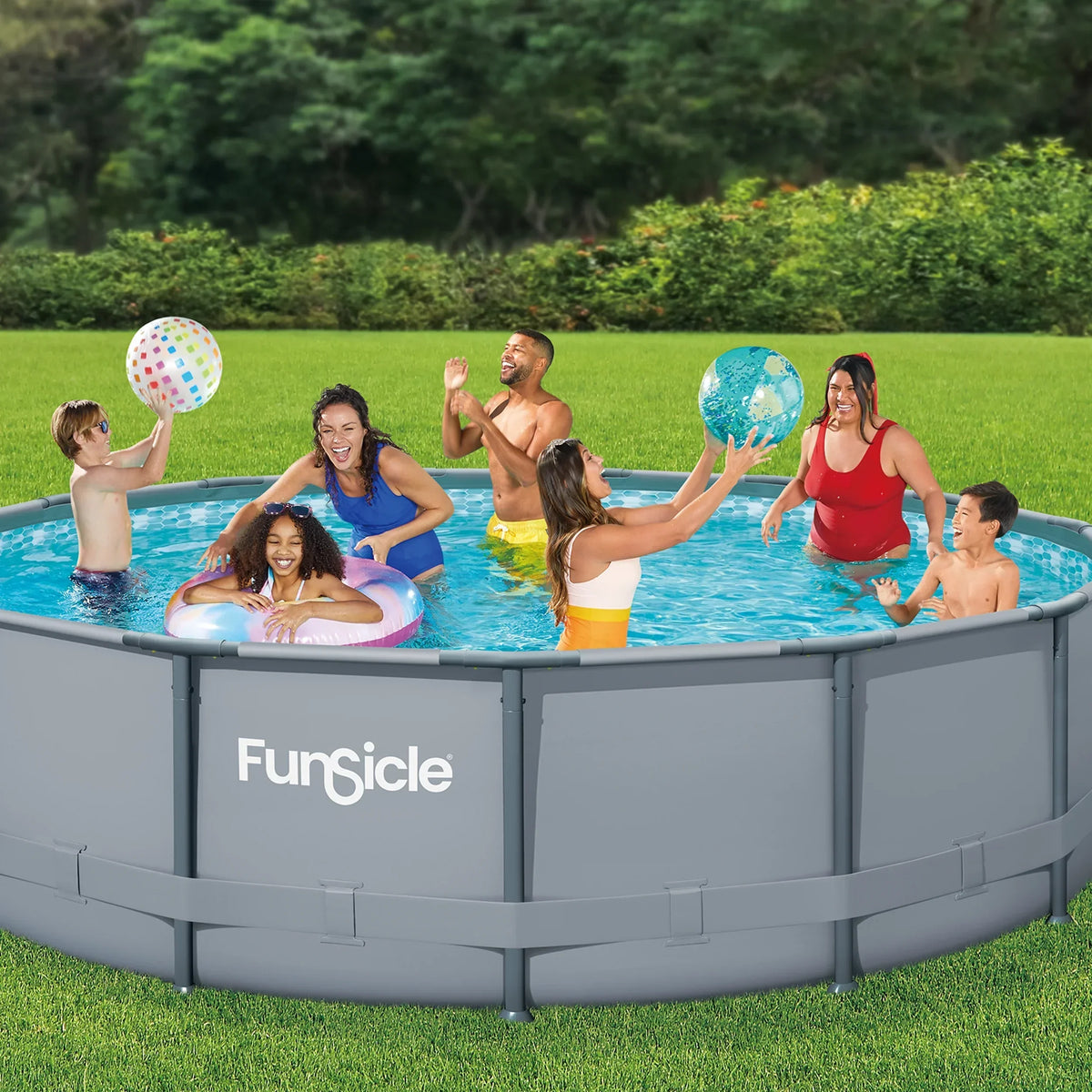 2026 NewFunsicle 15ft Oasis Round Above Ground Metal Frame Swimming Pool, Includes SkimmerPlus Pump, Age 6 & up