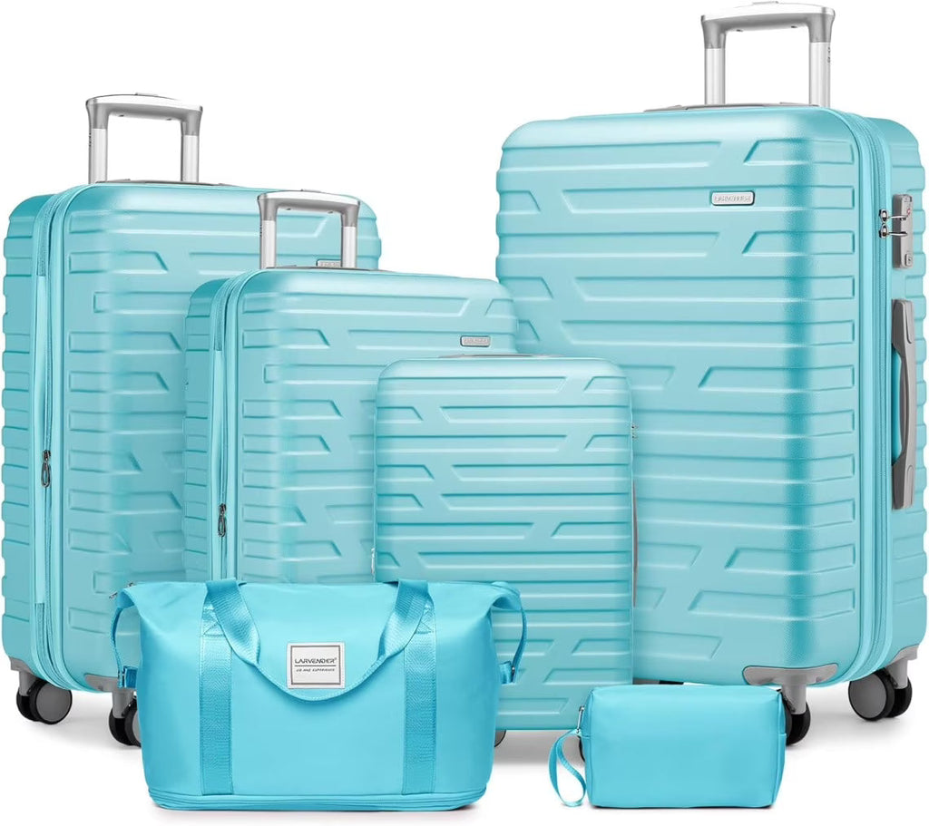 2026 New6-Piece Hardshell Luggage Set with Expandable Spinner Suitcases & TSA Lock, 25% Extra Capacity, Duffel Bag & Toiletry Kit, Cream ABS Suitcases