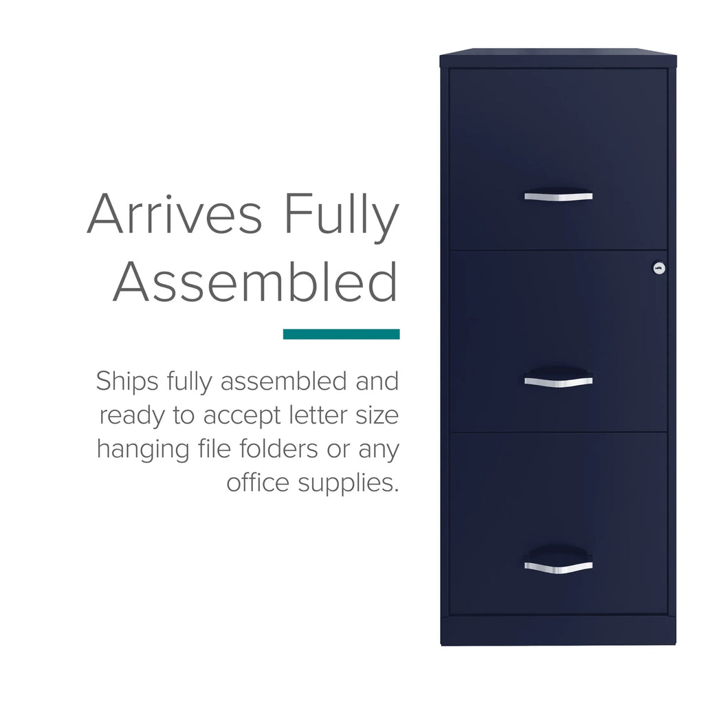 2026 NewSpace Solutions 18" Deep 3 Drawer Smart Letter Width Vertical File Cabinet, Navy