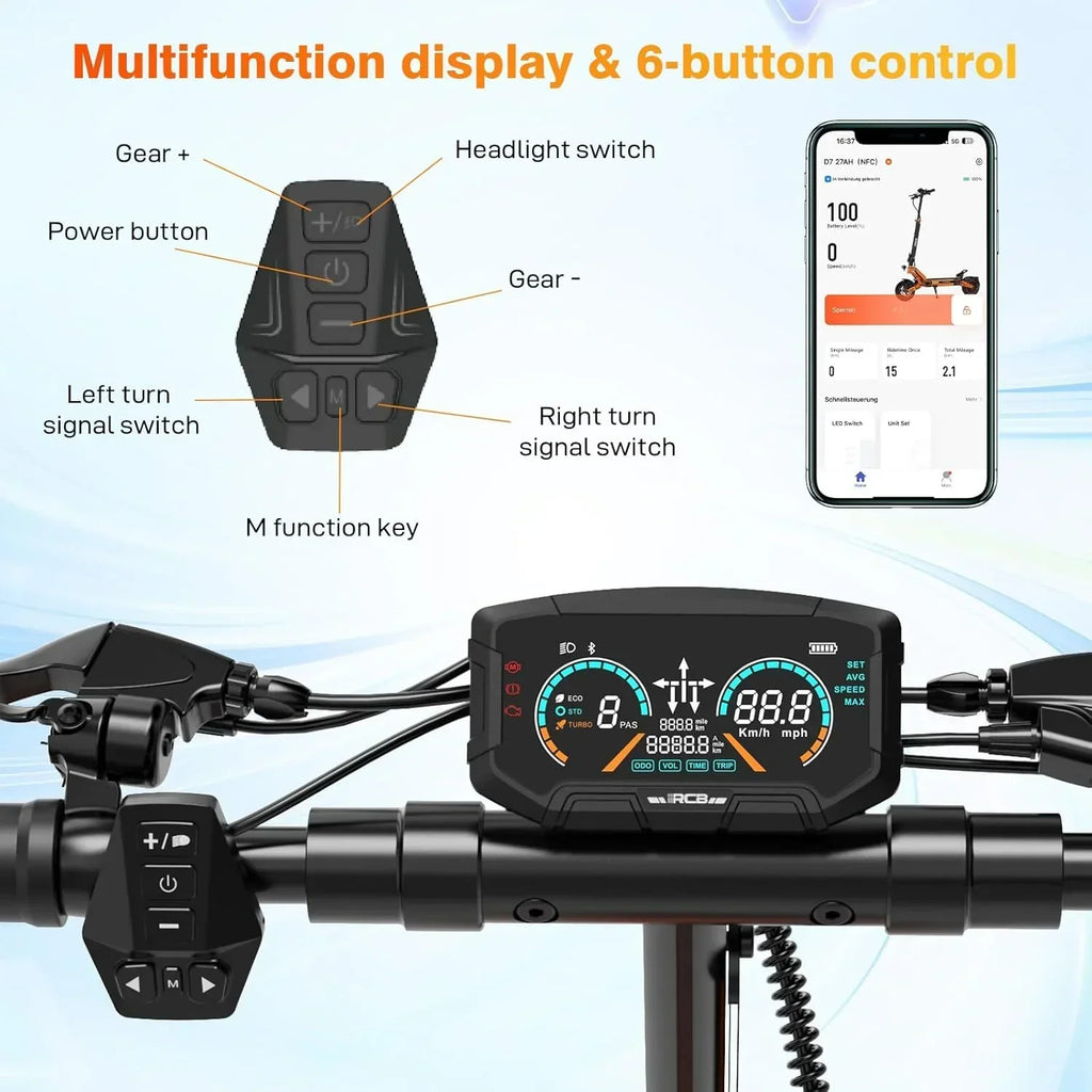 2026 NewElectric Scooter for Adults, Max 70miles Range, 1000W Motor, 48V 27Ah Battery, 10" Anti-Flat Tires, Dual Shocks, APP Control&NFC - RCB D7PRO