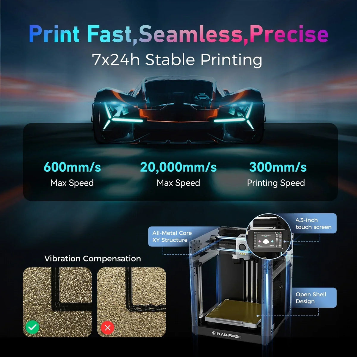 2026 NewFlashforge 3D Printer Adventurer 5M, 3D Printers for Beginners Home DIY, High Speed Print Size 8.7 x 8.7 x 8.7in, Black