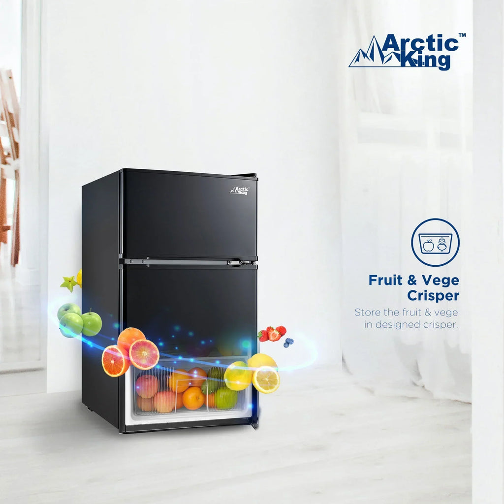 2026 NewArctic King 3.2 Cu ft Two Door Mini Fridge with Freezer, Stainless Steel, E-Star