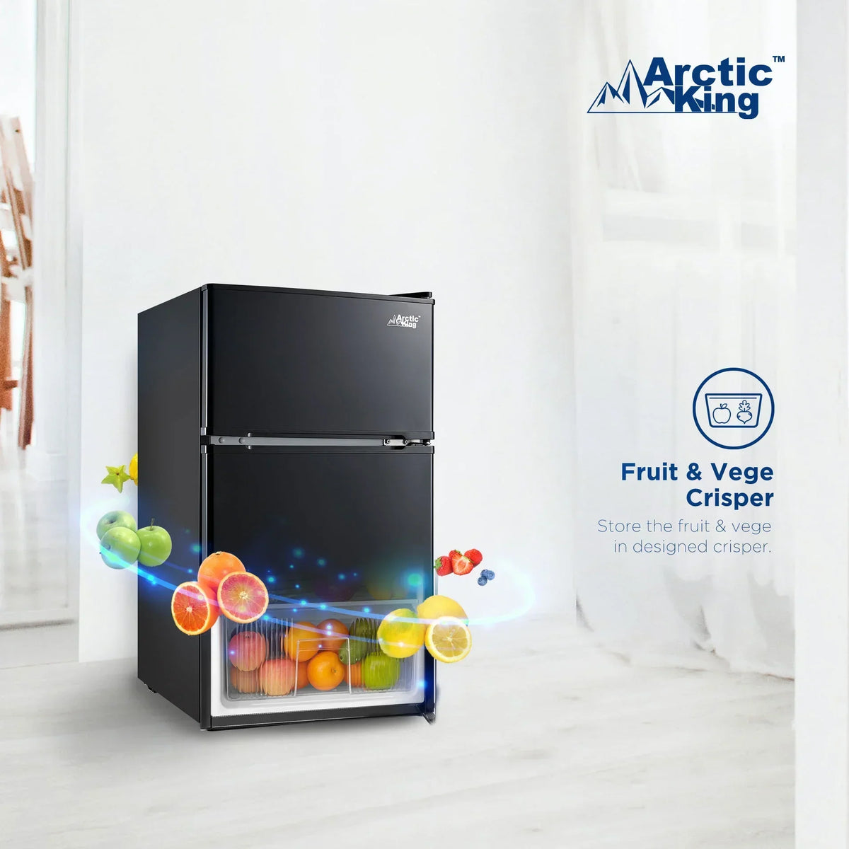 2026 NewArctic King 3.2 Cu ft Two Door Mini Fridge with Freezer, Stainless Steel, E-Star