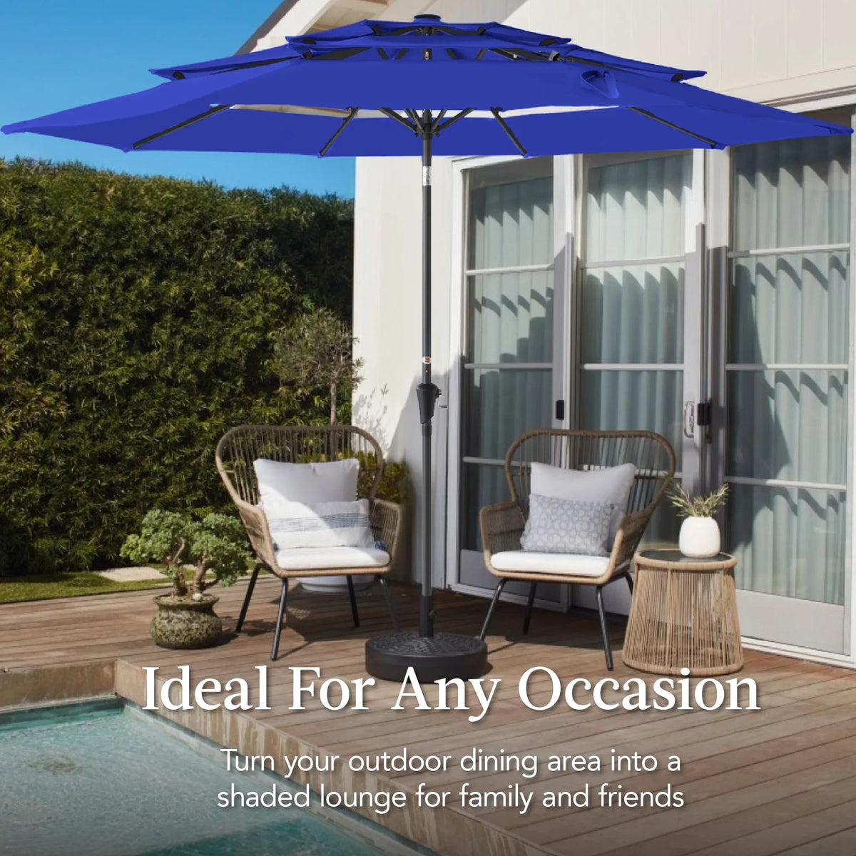 2026 NewBest Choice Products 10ft 3-Tier Patio Umbrella, Market Sun Shade w/ Tilt Adjustment, Easy Crank - Red