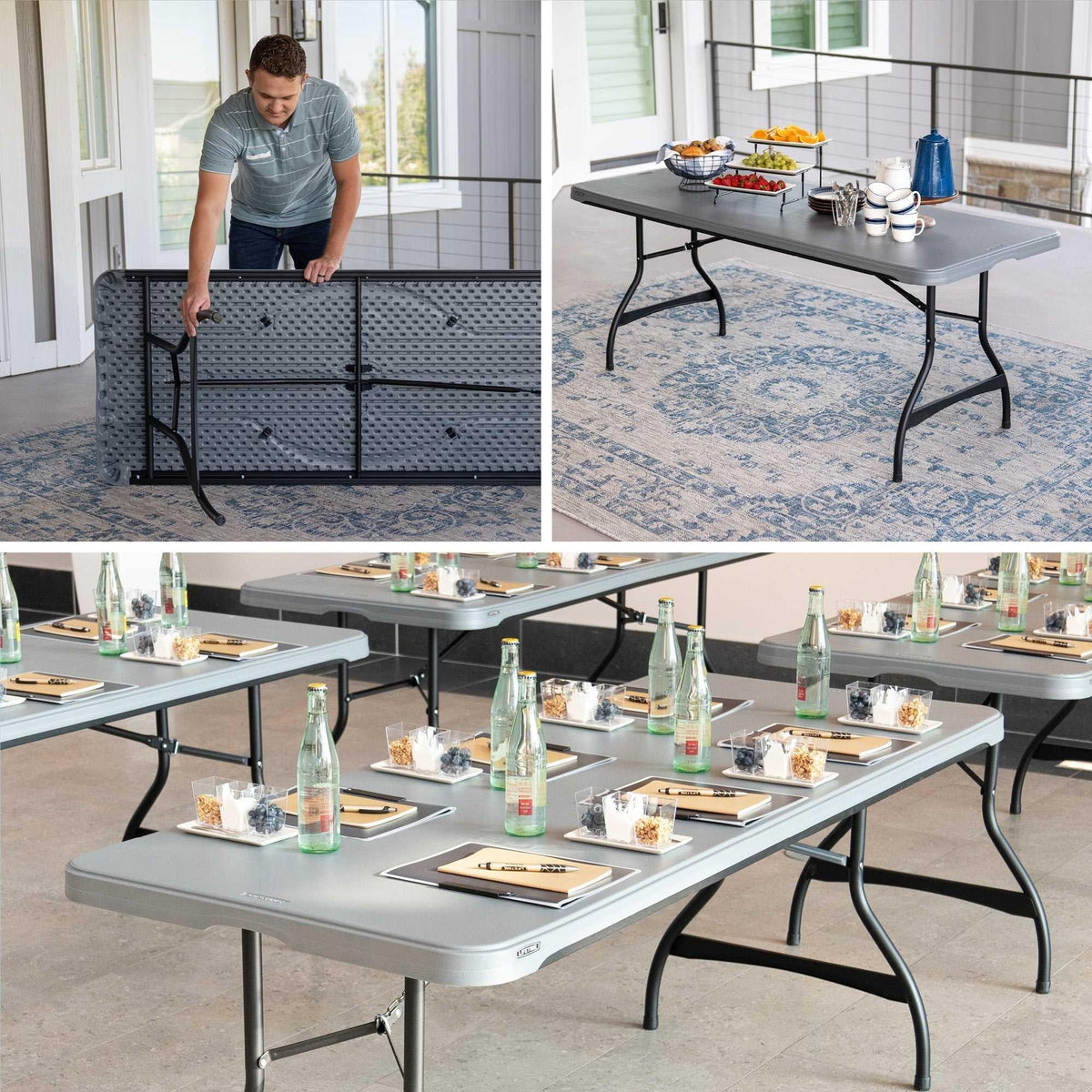 Lifetime 6 Foot Rectangle Folding Table, Indoor/Outdoor Commercial Grade, Black (280350)