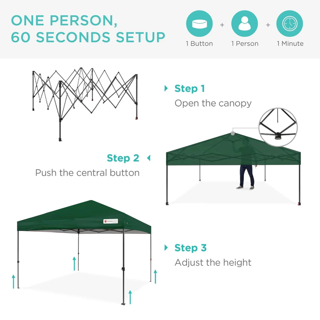 2026 NewBest Choice Products 12x12ft Easy Setup Pop Up Canopy w/ 1-Button Setup, Wheeled Case, 4 Weight Bags - Navy Blue