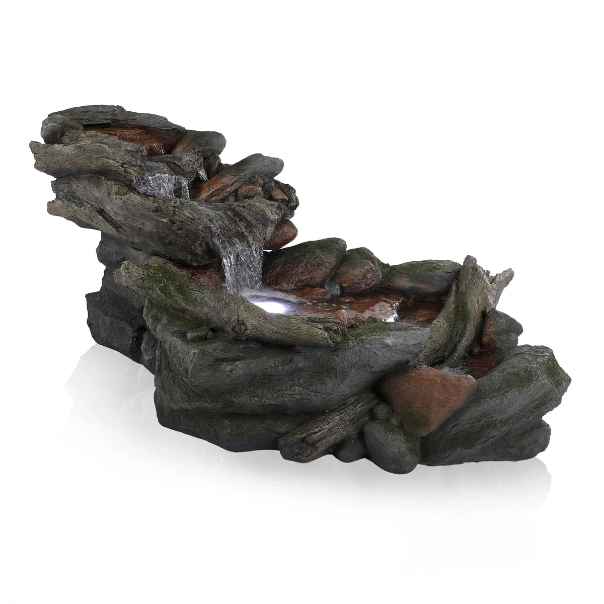 2026 NewAlpine Corporation Outdoor 3-Tier Rainforest Rock Water Fountain with LED Lights