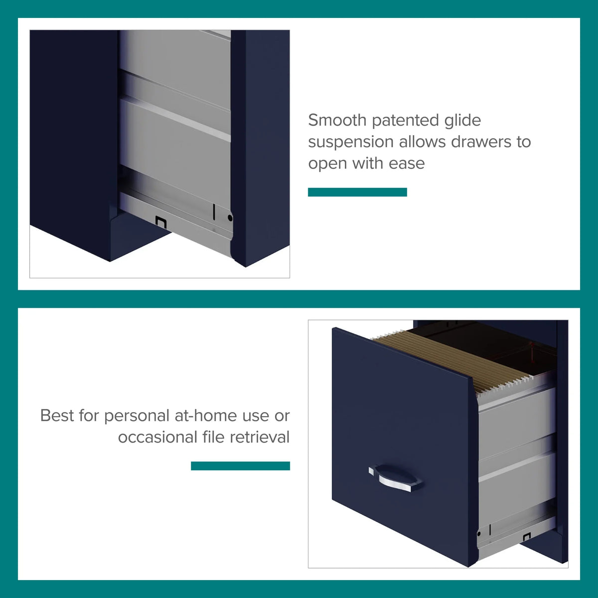 2026 NewSpace Solutions 18" Deep 3 Drawer Smart Letter Width Vertical File Cabinet, Navy
