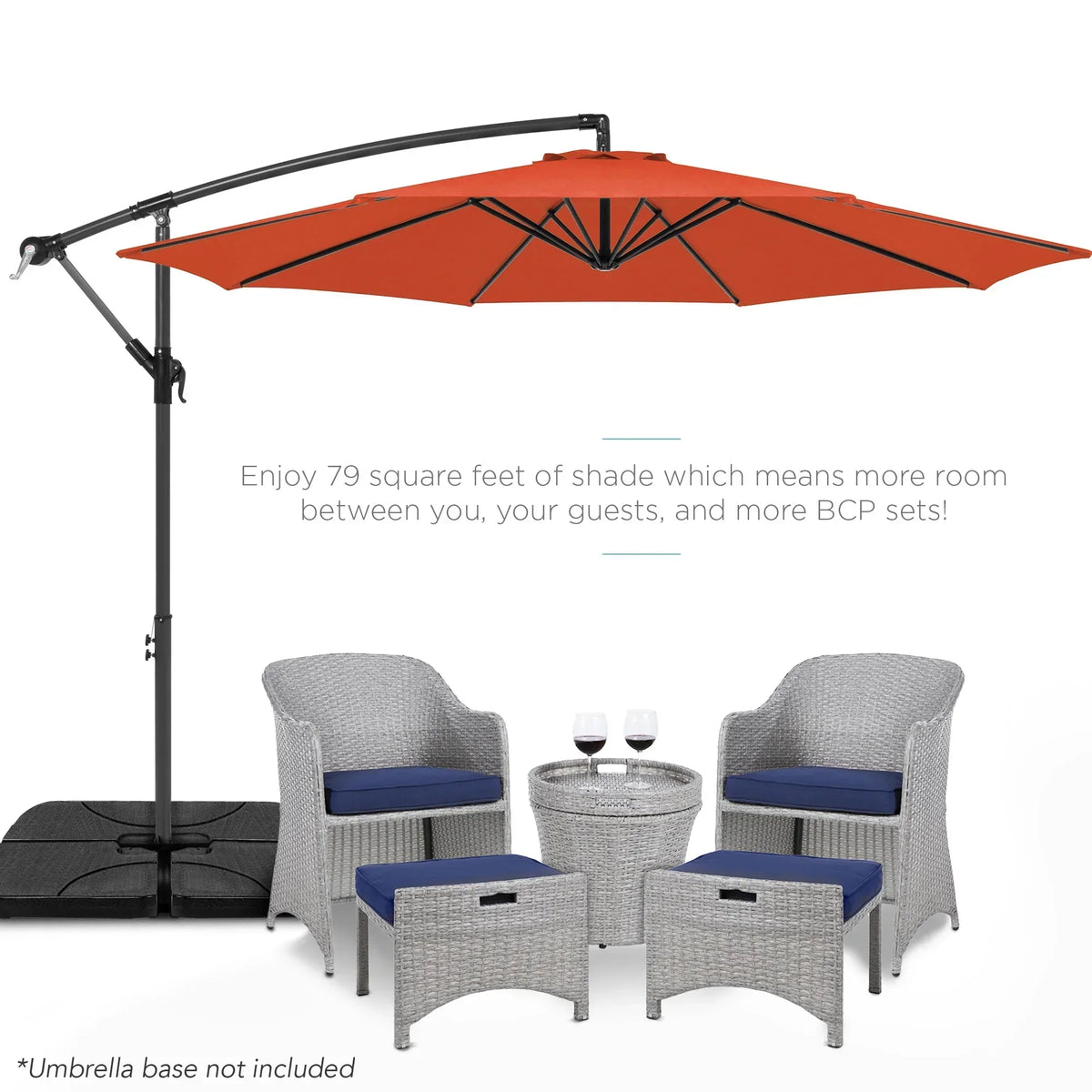 2026 NewBest Choice Products 10ft Offset Hanging Outdoor Market Patio Umbrella w/ Easy Tilt Adjustment - Tan