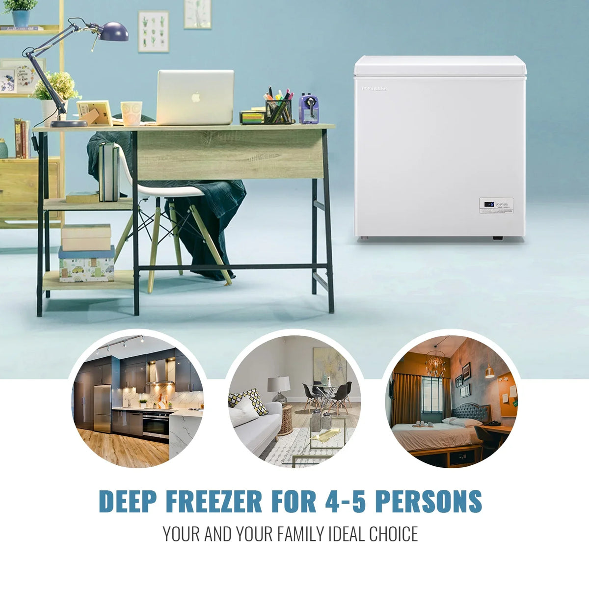 2026 NewDEMULLER Chest Freezer 5.0 Cu. ft Removable Stainless Steel Basket Mini Freezer White YX-110