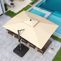 2026 NewAlpha Joy 12x9ft Outdoor Patio Umbrella Large Rectangle Offset Cantilever Double Umbrella with 360°Rotation, Beige