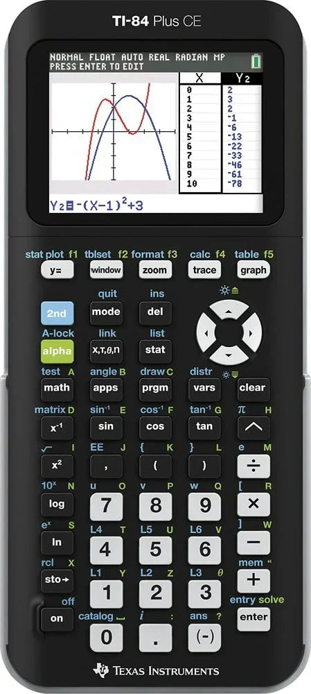 Texas Instruments TI - 84 Plus CE Graphing Calculator, Matte Black