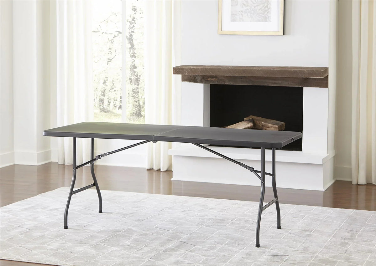 Cosco 6 Foot Centerfold Folding Table, Black