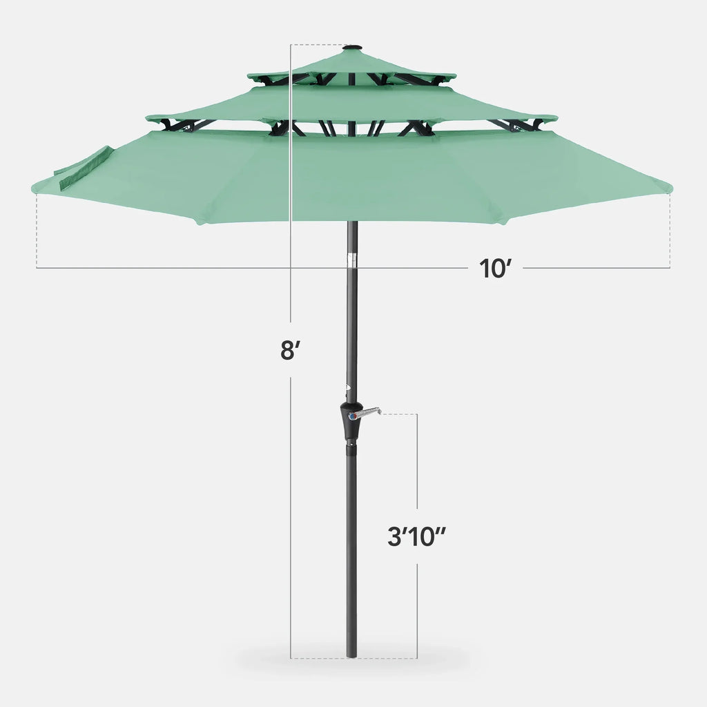 2026 NewBest Choice Products 10ft 3-Tier Patio Umbrella, Market Sun Shade w/ Tilt Adjustment, Easy Crank - Red