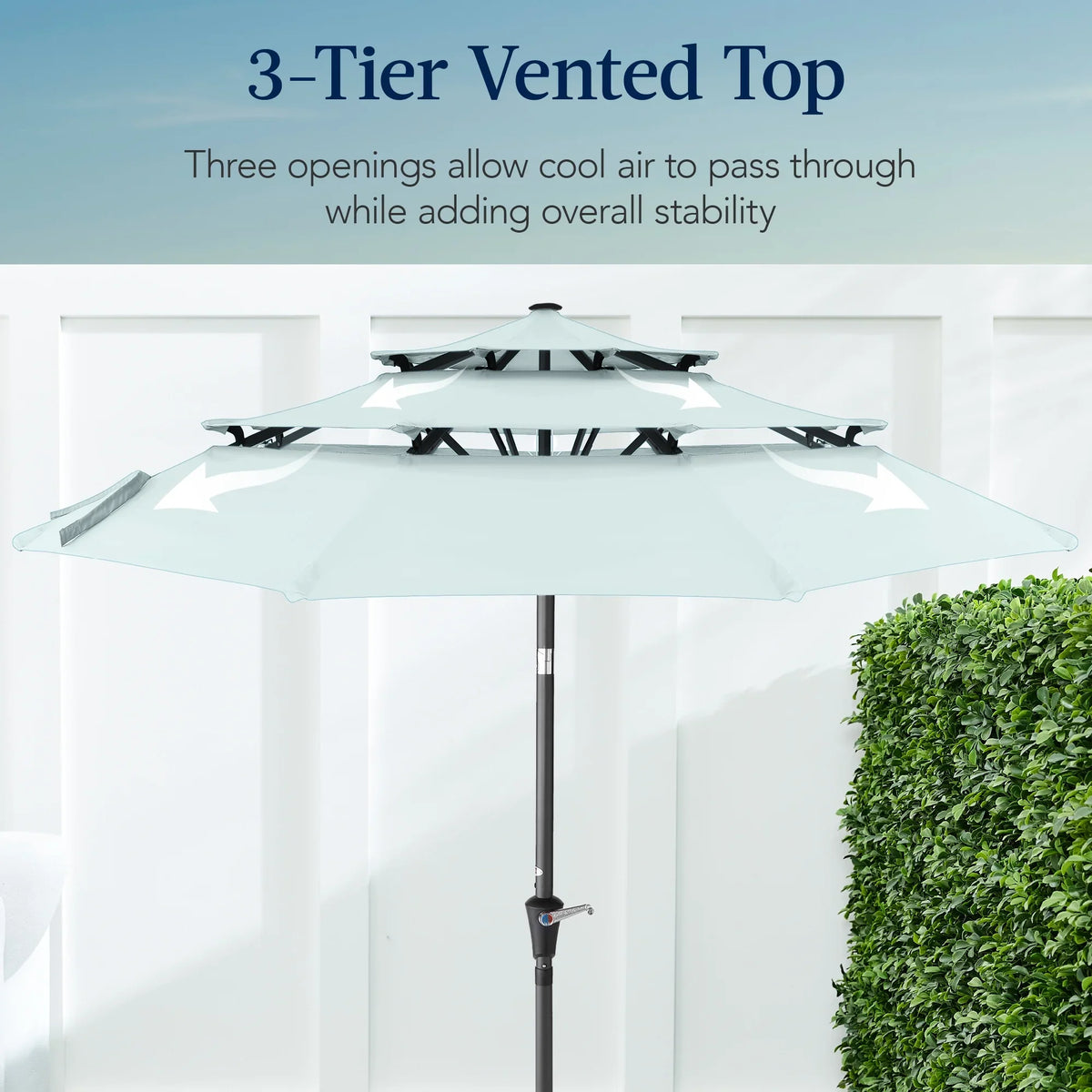 2026 NewBest Choice Products 10ft 3-Tier Patio Umbrella, Market Sun Shade w/ Tilt Adjustment, Easy Crank - Red