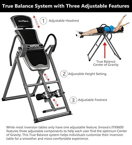 INNOVA HEALTH AND FITNESS ITX9600 Heavy Duty Inversion Table, Standard Ankle Holding System