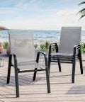 2026 NewAtaucjin Stackable Dining Chairs Set of 4, High-Back Patio Dining Chairs Set, Outdoor Chairs with Textilene Fabric & Metal Frame for Lawn Backyard