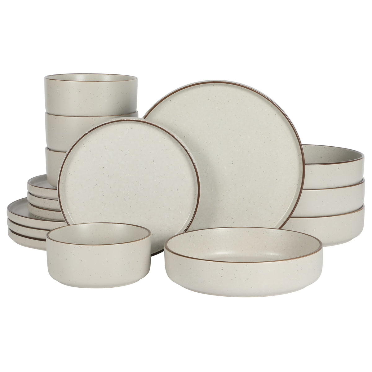 2026 NewGibson Elite Gelston Stoneware Matte Reactive Glaze 16 Piece (Service for 4) Plates and Bowl Dinnerware Set - Grey