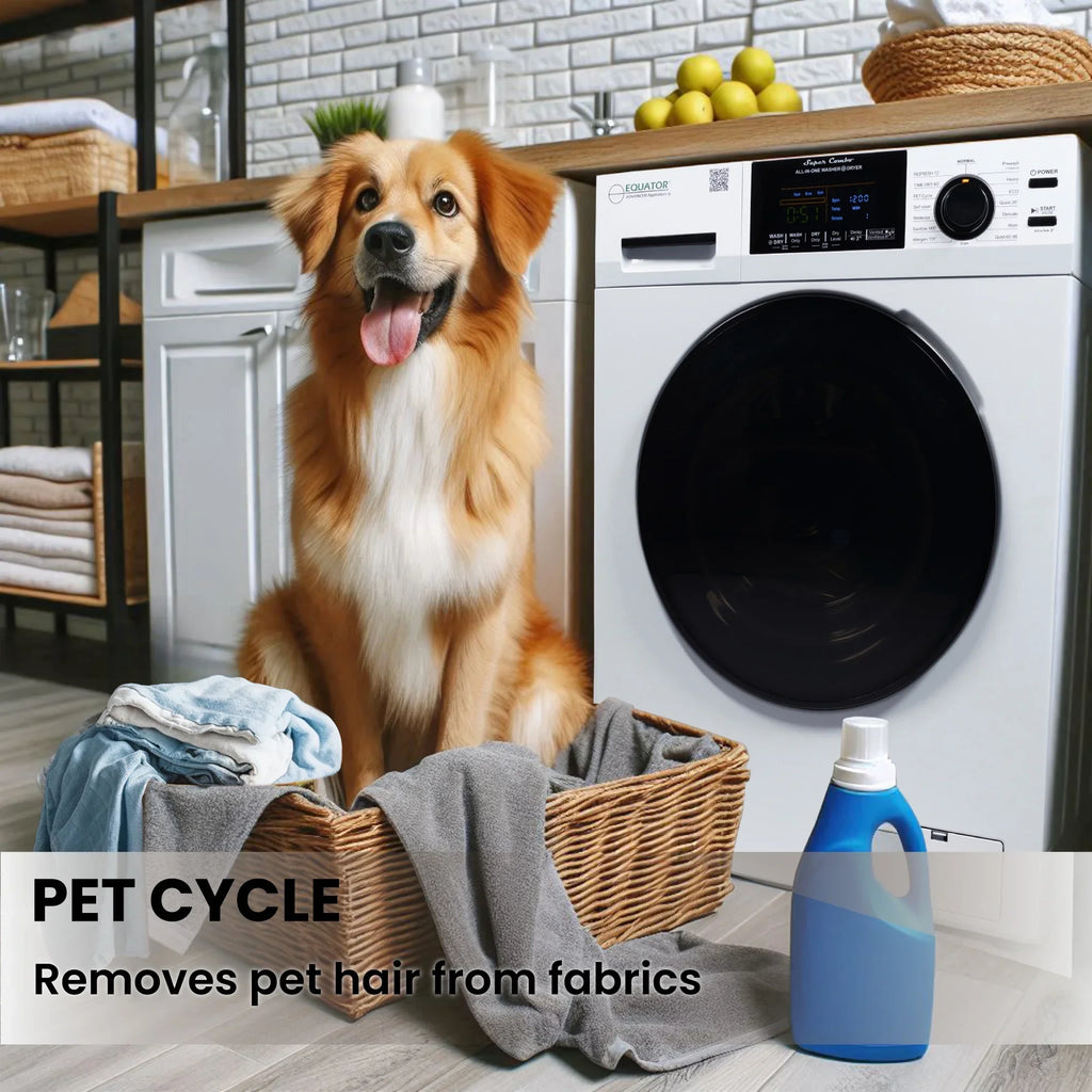2026 NewEquator Combination Washer Dryer Ventless/Vented Pet cycle 1.62cf/15lbs 110V with Adjustable legs