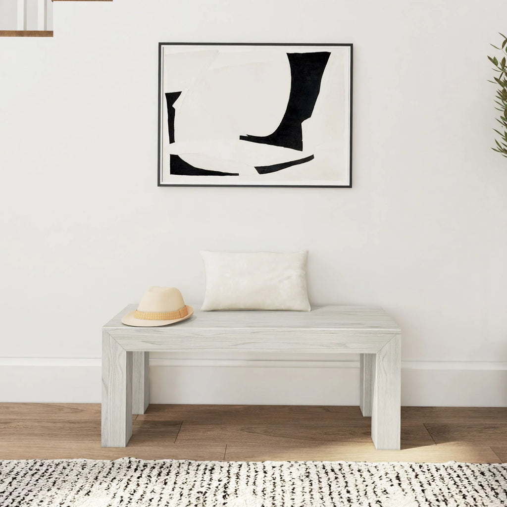 2026 New Plank+Beam Modern Dining Bench, Solid Wood Bench for Dining Table, 49", Blonde Wirebrush
