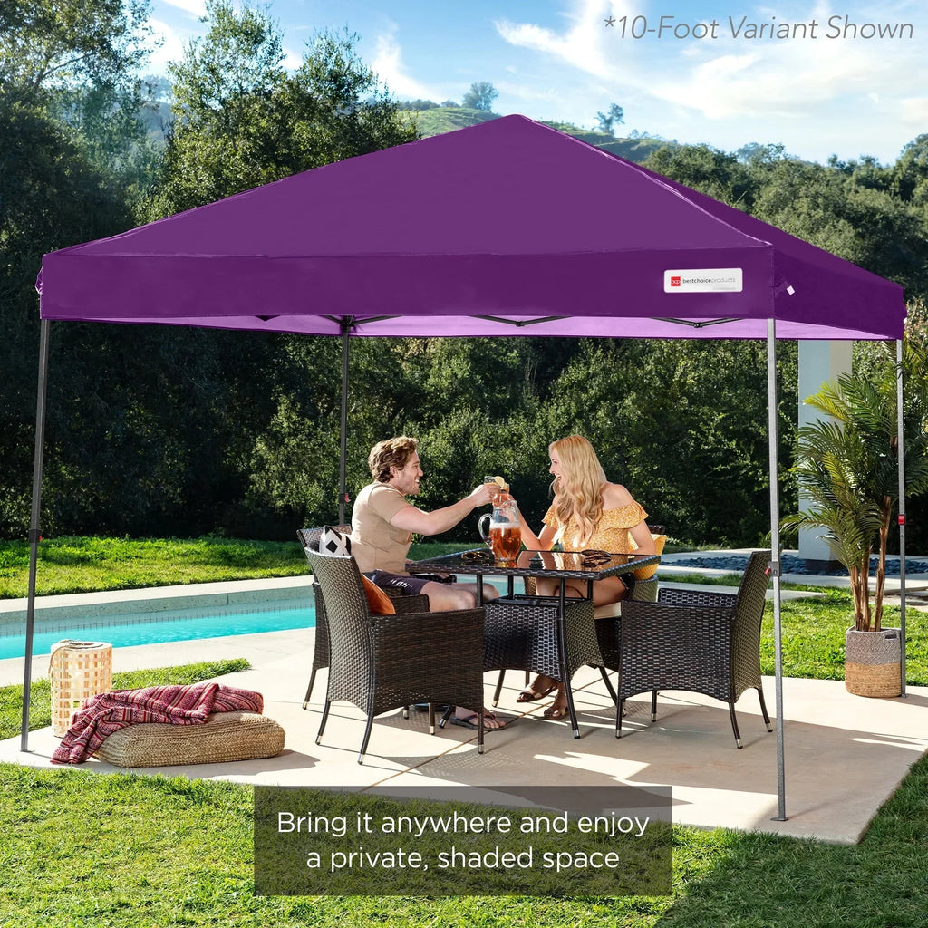 2026 NewBest Choice Products 12x12ft Easy Setup Pop Up Canopy w/ 1-Button Setup, Wheeled Case, 4 Weight Bags - Navy Blue