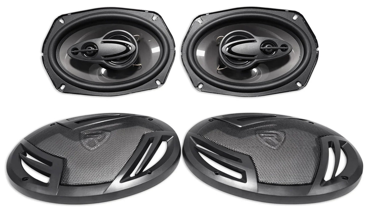 2026 New(4) Rockville RV69.4A 6x9" 1000w 4-Way Car Speakers+Quad Speaker Enclosure Box