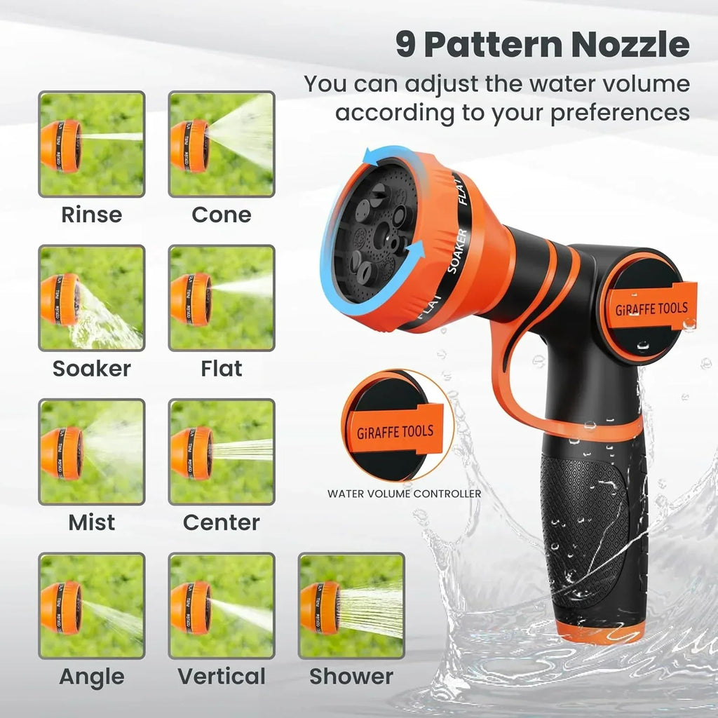 2026 NewGiraffe Tools Retractable Garden Hose Reel with 1/2in-100ft Water Hose, Plastic Bracket, Wall Mounted, Dark Grey